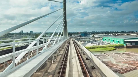 Time lapse of the canada line skytrain above ground Stock Footage 8655379