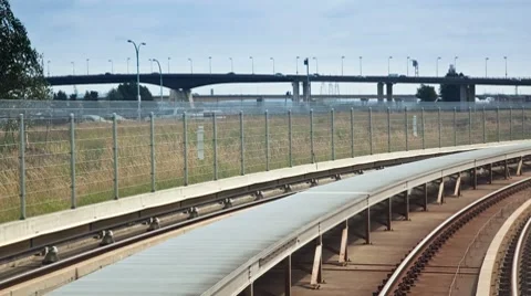 Time lapse of the canada line skytrain above ground Stock Footage 8655393