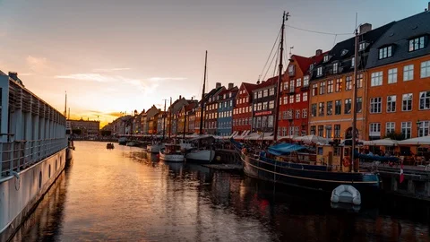 Time lapse of canal and waterfront in Copenhagen in Denmark Stock Footage 115670716