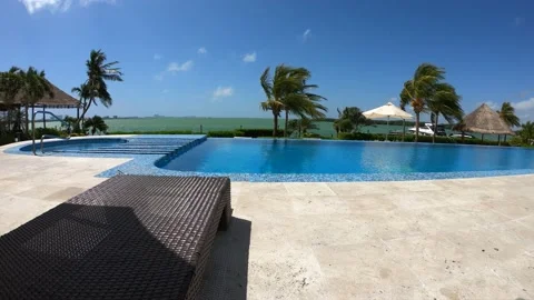 Time Lapse in Cancun with Pool and Nichupte Lagoon Stock Footage 196821494