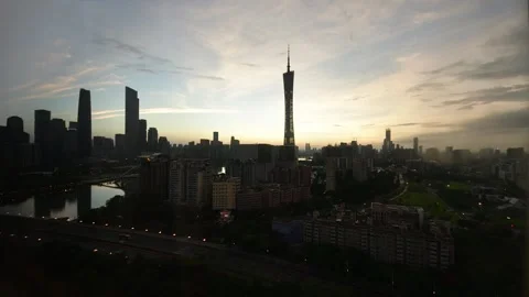 Time-lapse of Canton Tower under Sunrise Stock Footage 297584697
