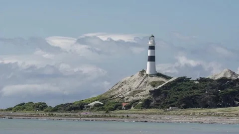 Time-lapse of Cape Campbell lighthouse, Marlborough District, New Zealand. Stock Footage 133747223