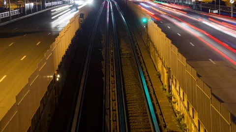 Time Lapse of Car and Train Traffic in Paris - Le Defense  -  Paris France Stock Footage 58603983