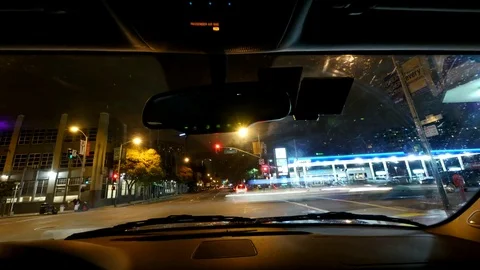 Time lapse in a car driving by night Stock-Footage 73897565