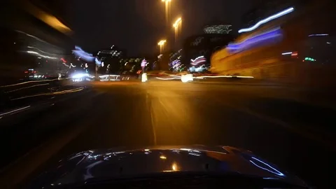 Time lapse car driving through leeds city centre at twilight united kingdom Stock Footage 73295553