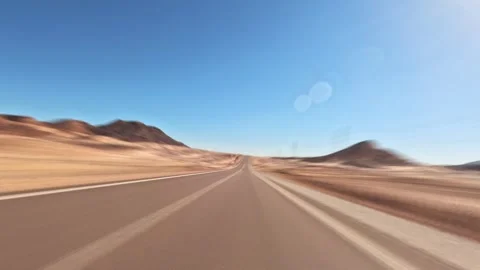 Time lapse car driving through wide desert valley on straight asphalt highway Stock Footage 326023605