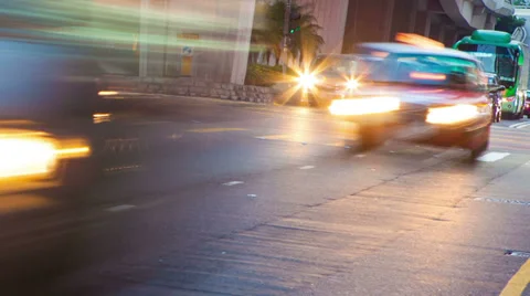 Time lapse car head lights in city traffic Stock Footage 35526312