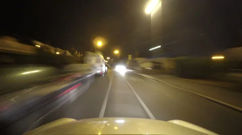 Time lapse of a car on a main road driving home at night Stock Footage 43269026
