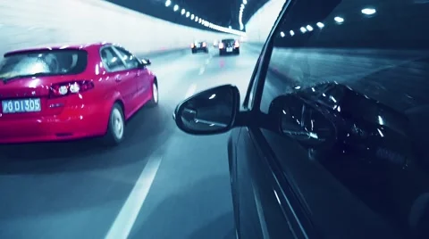 Time lapse of car moving fast in shanghai tunnel Stock Footage 51464924