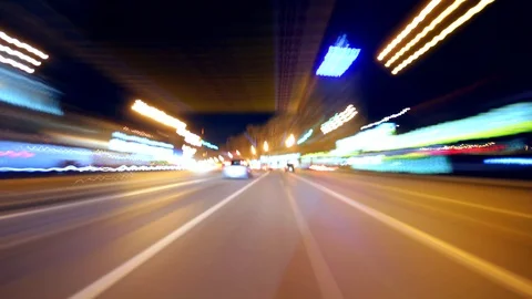 Time Lapse From Car Night Driving in Moscow Video stock 95822650