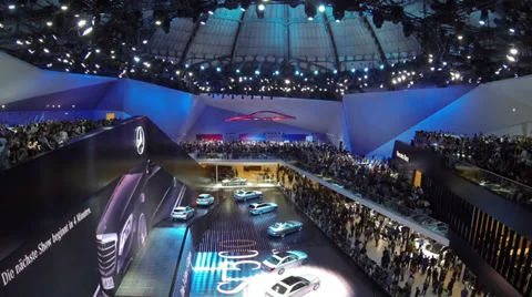 Time lapse from car presentation at  motor show Stock Footage 30369837