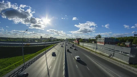 Time lapse car route in small town. Stock Footage 87039735