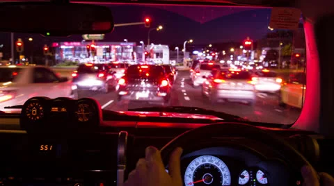 Time lapse of car speedo while driving at night through city 134GYND NTSC Stock Footage 26431717