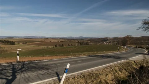 Time lapse of a car traffic on the field road around national park Harz in Video stock 88049159