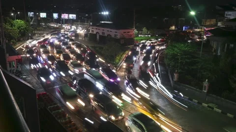 Time lapse of car traffic at rush hour in Yogyakarta Stock Footage 245033996