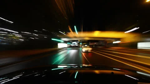 Time lapse Car trip through shopping area  SF037GY Stock Footage 25169437