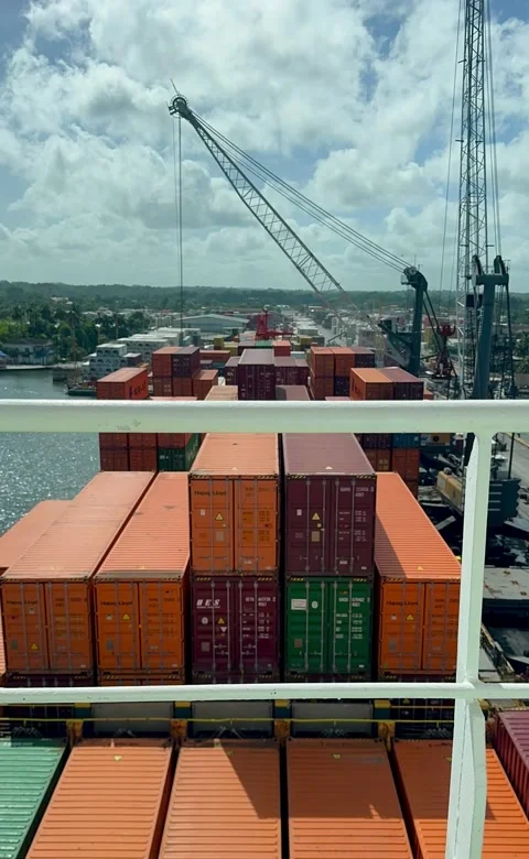 Time Lapse of Cargo Operations on Container Vessel at Puerto Barrios Port, Guate Stock Footage 339212371