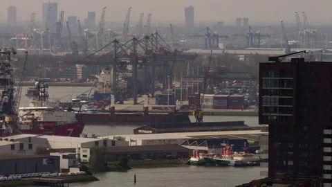 Time-lapse of cargo ship sailing in river Stock Footage 81539230