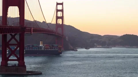 Time-Lapse of Cargo Ship under the Golden Gate Stock Footage 47239426
