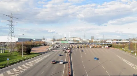 Time lapse of Cars going through a Toll Booth Stock Footage 1004495