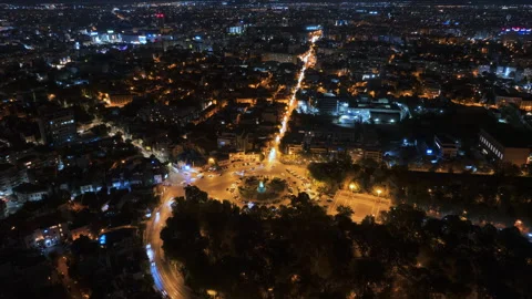 Time lapse of cars moving through Bucharest, Romania, at night Stock Footage 283698379