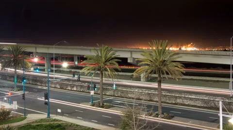 Time lapse of cars passing by on multiple levels of different roads and freeways Stock Footage 46193203