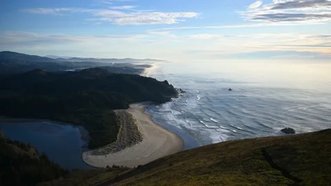 Time-Lapse on Cascade Head Trail looking towards Lincoln City Stock Footage 147959979