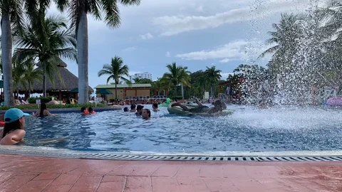 Time lapse of cascade in a pool of Royal Decameron Resort  Stock Footage 112361443