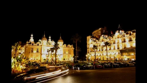 Time lapse casino Monaco by night Stock Footage 113093398