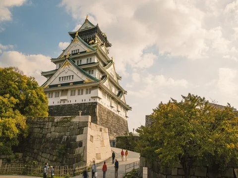 Time Lapse Castle of Osaka, Osaka-Jo, Japan Vídeo Stock 80954234