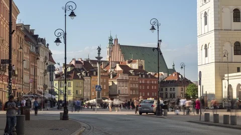 Time Lapse - Castle Square, Old Town, Warsaw, Poland Vidéo 108655719
