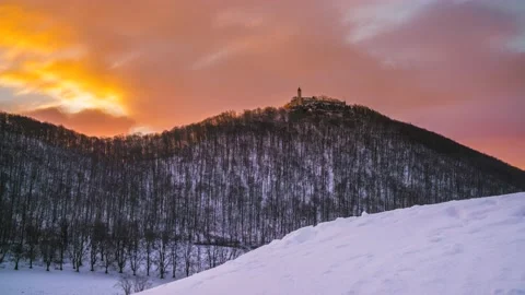 Time Lapse Castle Teck Germany Sunrise Burg Teck Schwäbische Alb 4K to 8K Stock Footage 155882457
