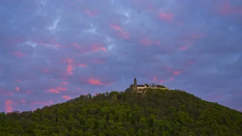 Time Lapse Castle Teck Sunset Schwäbische Alb Deutschland 4K Stock Footage 176840589