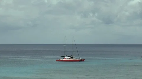 Time lapse Of A  Catamaran Moored Off Of Barbados Stock Footage 110912156