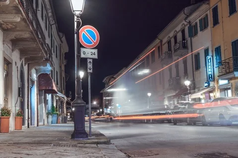 Time Lapse of Via Cavour, Altopascio (Lucca) by night. Stock Footage 123247197