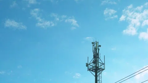 Time Lapse of Cell Station, Cellular Equipment of Mobile Operator and White Clou Video stock 332853695