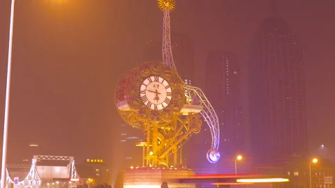Time Lapse of Centenary Clock, Tianjin, China Video stock 140518360