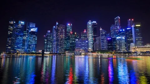 Time-lapse of central business district building of Singapore city at night Vídeos de archivo 80243451
