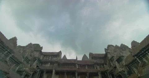 Time Lapse at The Central Part of Angkor Wat Temple in Siem Reap, Cambodia. Stock Footage 149014892