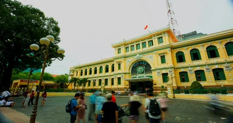 Time lapse of Central Post Office in Saigon, Vietnam. Stock Footage 115101122
