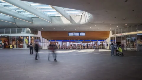 Time lapse of the central station hall in Arnhem, The Netherlands Stock Footage 284107774