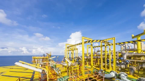 Time Lapse Centre Processing Platform at Offshore. Stock Footage 143949444