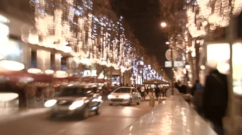 Time-lapse of Champs Elysees at Night - Cars Stock Footage 47209042