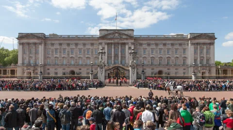 Time-lapse of the changing of the Guard at Buckingham Palace Stock Footage