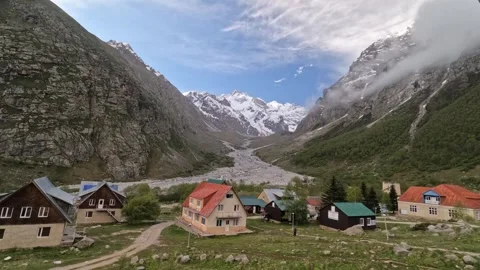 Time-lapse of changing weather in a mountain base camp Stock Footage 337302241