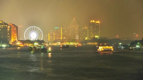 Time lapse of "chao phraya" River ,Bangkok ,Thailand Vidéo 21977064