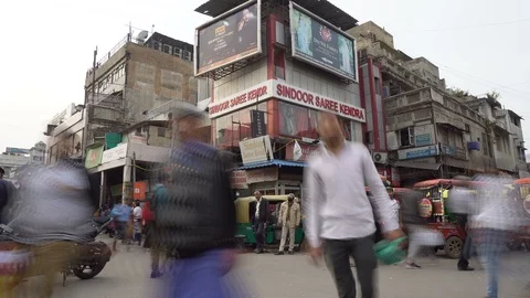 Time Lapse of Chaotic Streets in Old Delhi, India Stock Footage 124839649