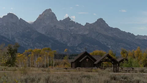 Time Lapse Chapel of the Transfiguration Grand Teton National Park Wyoming Stock Footage 218175280