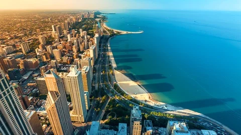 Time-lapse of the Chicago cityscape from high above Stock Footage 95657019
