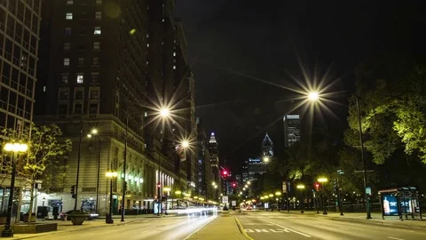 Time-lapse - Chicago IL - Michigan Ave - Night Video stock 77219366